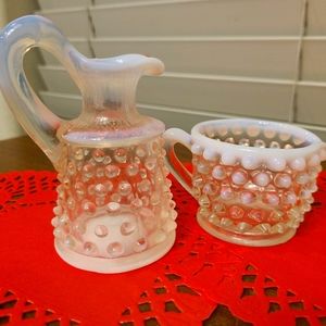 Vintage Fenton Hobnail Creamer & Pitcher